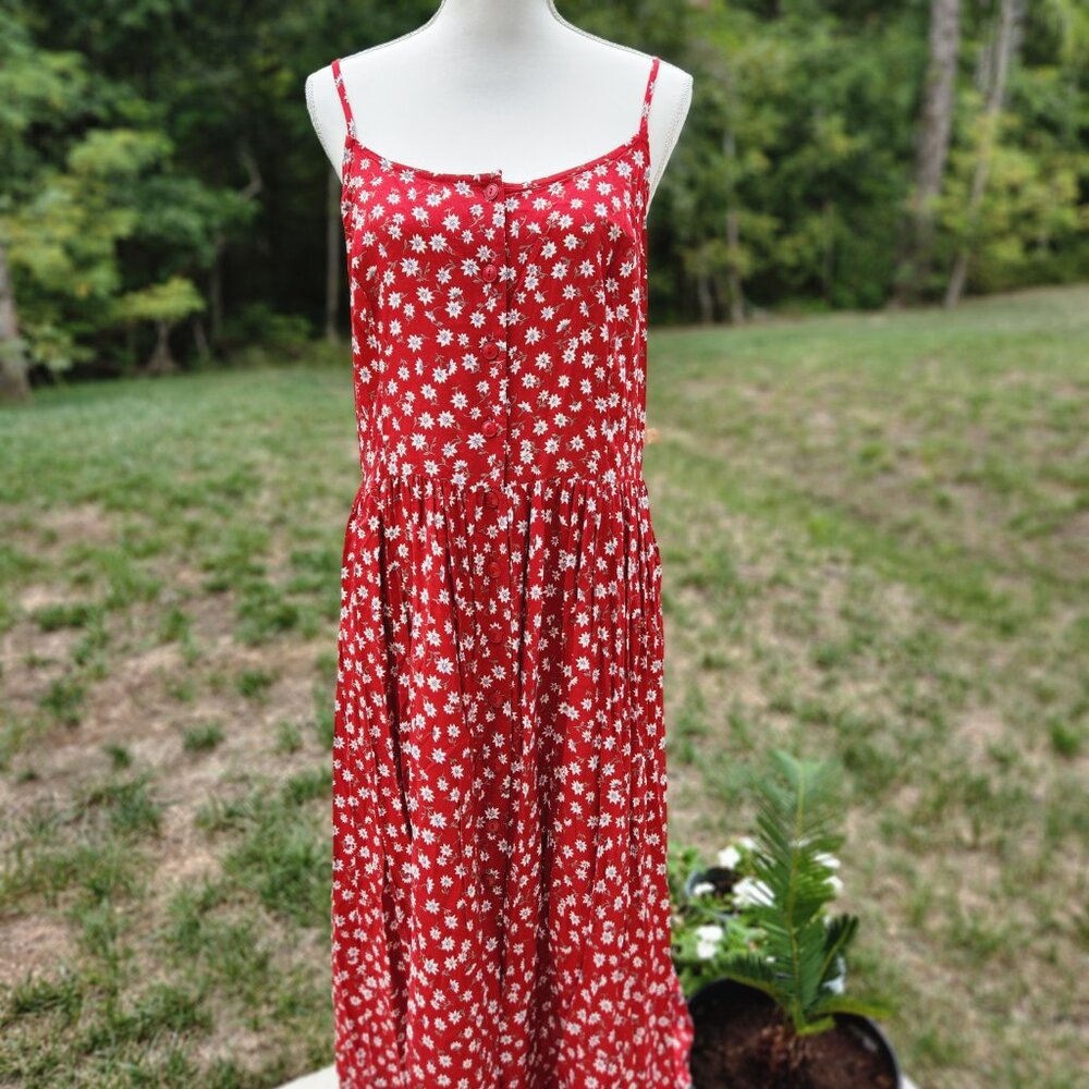 Authentic Vintage 90's Corset Back Prairie floral farmgirl dress Phoebe Friends - Picture 5 of 6
